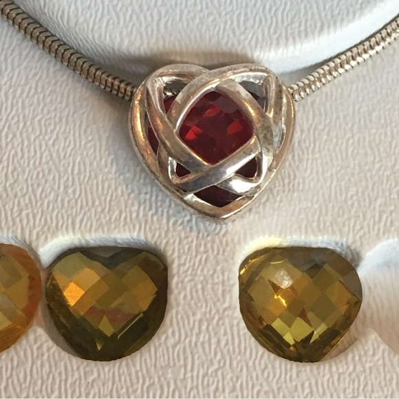 VINTAGE Kim Rogers Interchangeable Hearts Pendant Necklace - Picture 2 of 13